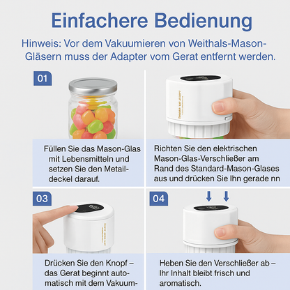 GlasVakuum Pro – Elektrischer Vakuumierer für Einmachgläser